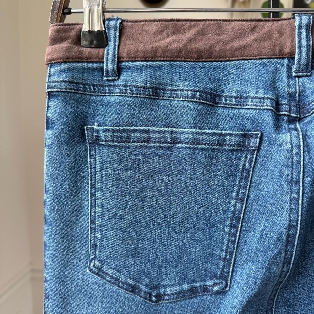 ECRU Designed Los Feliz Brown Moleskin Fabric Inset Jean In Vintage 28 - Picture 9 of 12